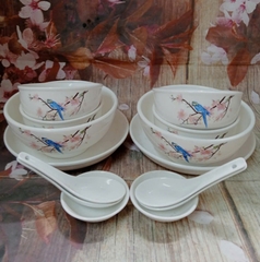 Bộ chén tô dĩa sứ 14 món Hoa Đào Mùa Xuân