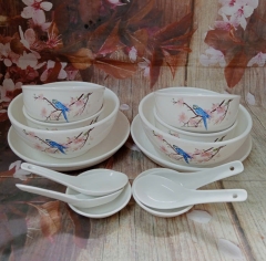 Bộ chén tô dĩa sứ 14 món Hoa Đào Mùa Xuân