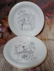 Dĩa cảnh Âu viền vàng 15cm - dĩa sứ lòng sâu viền vàng size 15cm