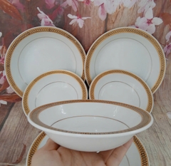 Bộ tô dĩa viền vàng gốm sứ Nhật cao cấp - tô dĩa sứ viền vàng sang trọng