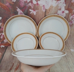 Bộ tô dĩa viền vàng gốm sứ Nhật cao cấp - tô dĩa sứ viền vàng sang trọng
