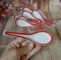 Muỗng sứ Minh Long viền đỏ Lộc Xuân - muỗng sứ minh long