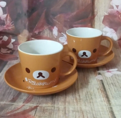 Bộ ly dĩa sứ gấu Rilakkuma siêu cute 360ml - bộ ly kèm dĩa bánh hình gấu Rilakkuma