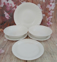 Tô dĩa sứ trắng pastel viền vân hoa sang trọng - tô dĩa sứ trắng
