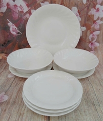 Tô dĩa sứ trắng pastel viền vân hoa sang trọng - tô dĩa sứ trắng