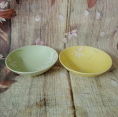 Bộ 2 tô sứ thân thấp 18cm in hoa nổi cao cấp - tô sứ nhiều màu in hoa nổi