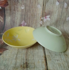 Bộ 2 tô sứ thân thấp 18cm in hoa nổi cao cấp - tô sứ nhiều màu in hoa nổi