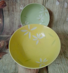 Bộ 2 tô sứ thân thấp 18cm in hoa nổi cao cấp - tô sứ nhiều màu in hoa nổi