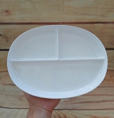 Khay cơm sứ 3 ngăn - khay sứ đựng thức ăn 3 ngăn