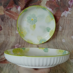 Dĩa sứ sâu lòng in hoa 20cm - dĩa sứ in hoa