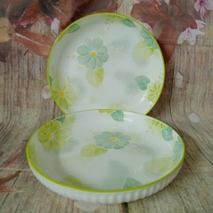 Dĩa sứ sâu lòng in hoa 20cm - dĩa sứ in hoa