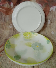 Dĩa sứ sâu lòng in hoa 20cm - dĩa sứ in hoa