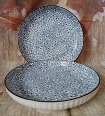 Bộ tô dĩa sứ in hoa size 20cm - tô sứ, dĩa sứ in hoa