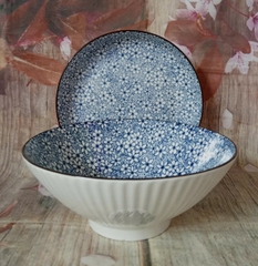 Bộ tô dĩa sứ in hoa size 20cm - tô sứ, dĩa sứ in hoa
