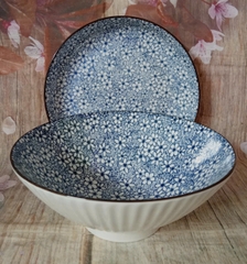 Bộ tô dĩa sứ in hoa size 20cm - tô sứ, dĩa sứ in hoa
