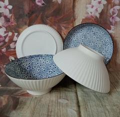 Bộ tô dĩa sứ in hoa size 20cm - tô sứ, dĩa sứ in hoa