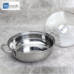 Nồi lẩu inox nắp kính HT-COOK 24cm cao cấp - nồi lẩu inox 24cm