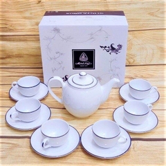 bộ ấm trà sứ Minh Long viền chỉ xanh dương - bộ ấm trà gốm sứ Minh Long viền xanh dương
