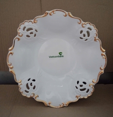 Dĩa trưng trái cây Tiệp viền vàng sứ Minh Long - dĩa trưng trái cây viền vàng minh long