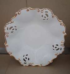 Dĩa trưng trái cây Tiệp viền vàng sứ Minh Long - dĩa trưng trái cây viền vàng minh long