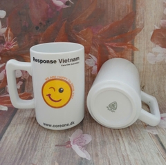 Ly sứ trắng Minh Long quai vuông 0.52L (in logo các nhãn hàng)