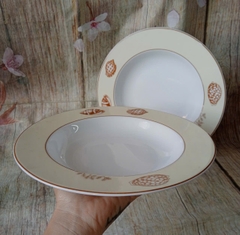 Dĩa súp sâu 23cm Hương biển kem sứ Minh Long - dĩa súp sâu 23cm minh long