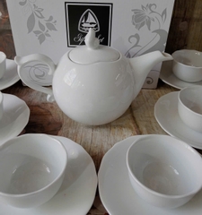 Bộ ấm trà mẫu đơn trắng gốm sứ Minh Long - bộ ấm trà sứ minh long0.7L - bộ bình tách trà sứ trắng minh long