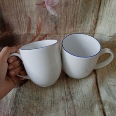 Ly sứ Minh Long viền xanh dương 0.4L - ly sứ trắng minh long