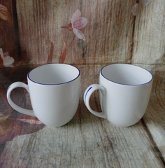 Ly sứ Minh Long viền xanh dương 0.4L - ly sứ trắng minh long