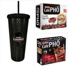 Combo 2 hộp cà phê phố kèm ly kim cương 710ml nhiều màu