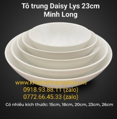 Tô trung Daisy Lys 23cm gốm sứ Minh Long - tô thân thấp sứ minh long 23cm
