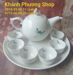 Bộ khay trà Thanh Trúc gốm sứ Minh Long - bộ ấm trà mẫu đơn thanh trúc