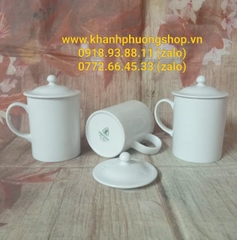 Ca trà có nắp 0.3L sứ Minh Long - ly sứ minh long có nắp đậy