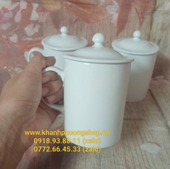 Ca trà có nắp 0.3L sứ Minh Long - ly sứ minh long có nắp đậy