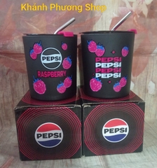 Ly thủy tinh có nắp kèm ống hút cao cấp quà tặng Pepsi 350ml
