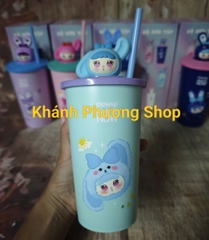 Ly nhựa có nắp mô hình Baby Tree nhiều màu - ly ống hút baby tree 450ml