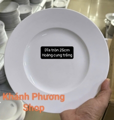 Dĩa tròn 25cm sứ trắng Minh Long - dĩa tròn 25cm gốm sứ minh long