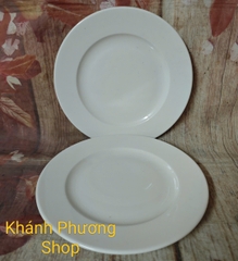 Dĩa tròn 25cm sứ trắng Minh Long - dĩa tròn 25cm gốm sứ minh long