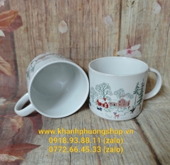 Ca sứ vẽ cảnh cao cấp 500ml - ca sứ cao cấp 0.5L