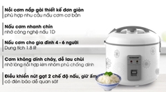 Nồi cơm điện Sunhouse 1.8L nắp bật