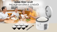 Nồi cơm điện Sunhouse 1.8L nắp bật