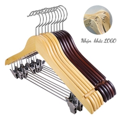 móc áo gỗ có kẹp quần inox 10 cái - móc áo gỗ có kẹp quần