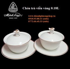 bộ chén uống trà Tulip sứ Minh Long 0.18L - bộ chén sứ uống trà có nắp minh long