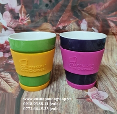 bộ 02 ly sứ bọc nhựa chống nóng sắc màu - ly sứ bọc nhựa chống nóng