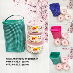 bộ 3 thố sứ có nắp - thố sứ có nắp