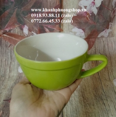 ly sứ uống trà, uống cà phê màu xanh lá - tách uống trà, cà phê sứ Pháp cao cấp