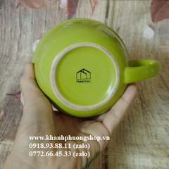 ly sứ uống trà, uống cà phê màu xanh lá - tách uống trà, cà phê sứ Pháp cao cấp