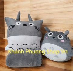 Bộ mền gối 3 trong 1 totoro xám có ủ ấm tay