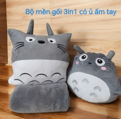 Bộ mền gối 3 trong 1 totoro xám có ủ ấm tay