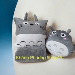 Bộ mền gối 3 trong 1 totoro xám có ủ ấm tay